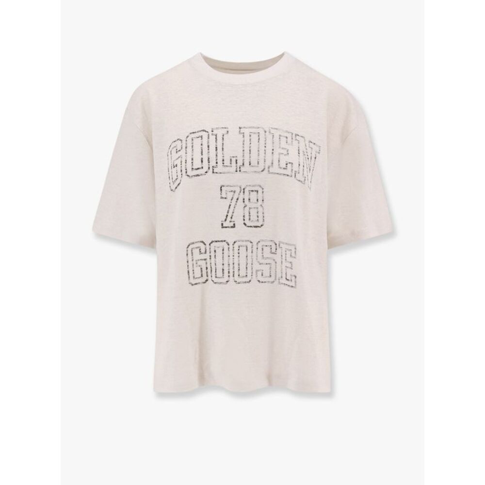 Golden Goose Deluxe Brand Women Light Linen T-Shirt With Internal Print